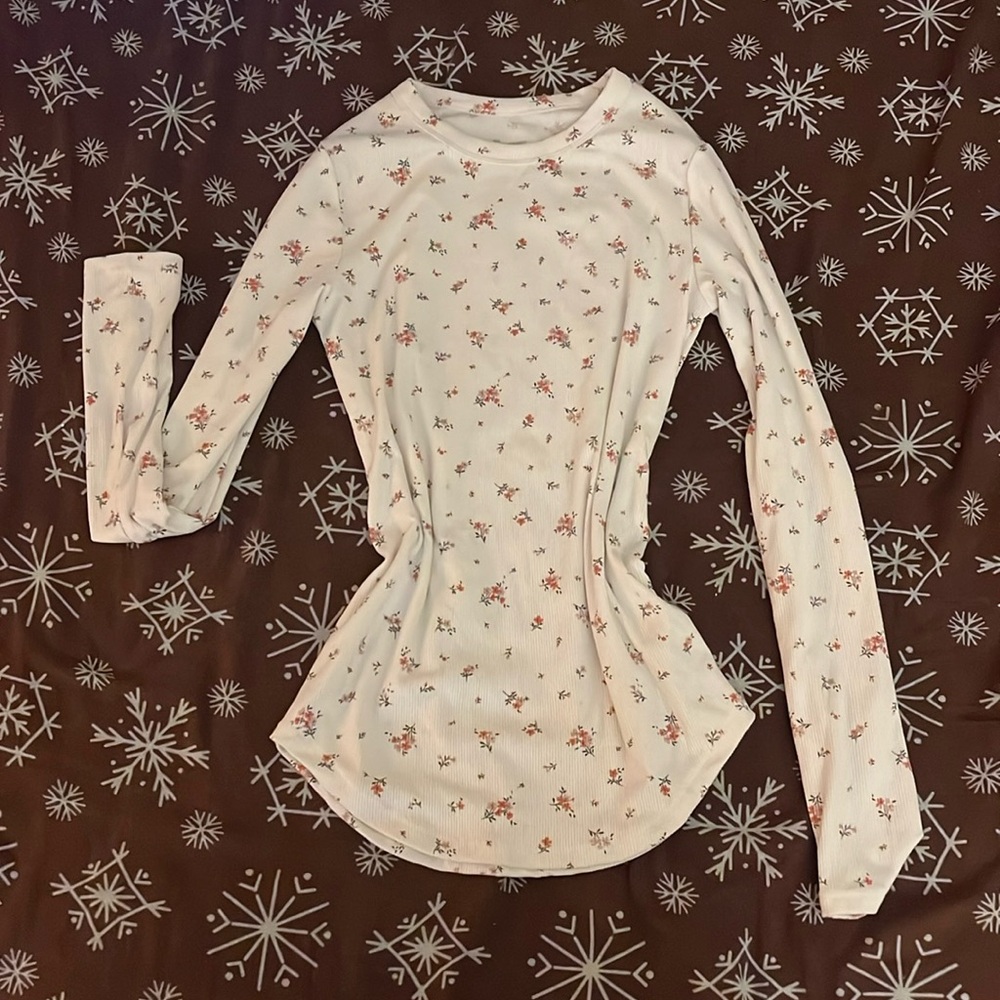 Floral Long Sleeve Stretchy Shirt Size XS